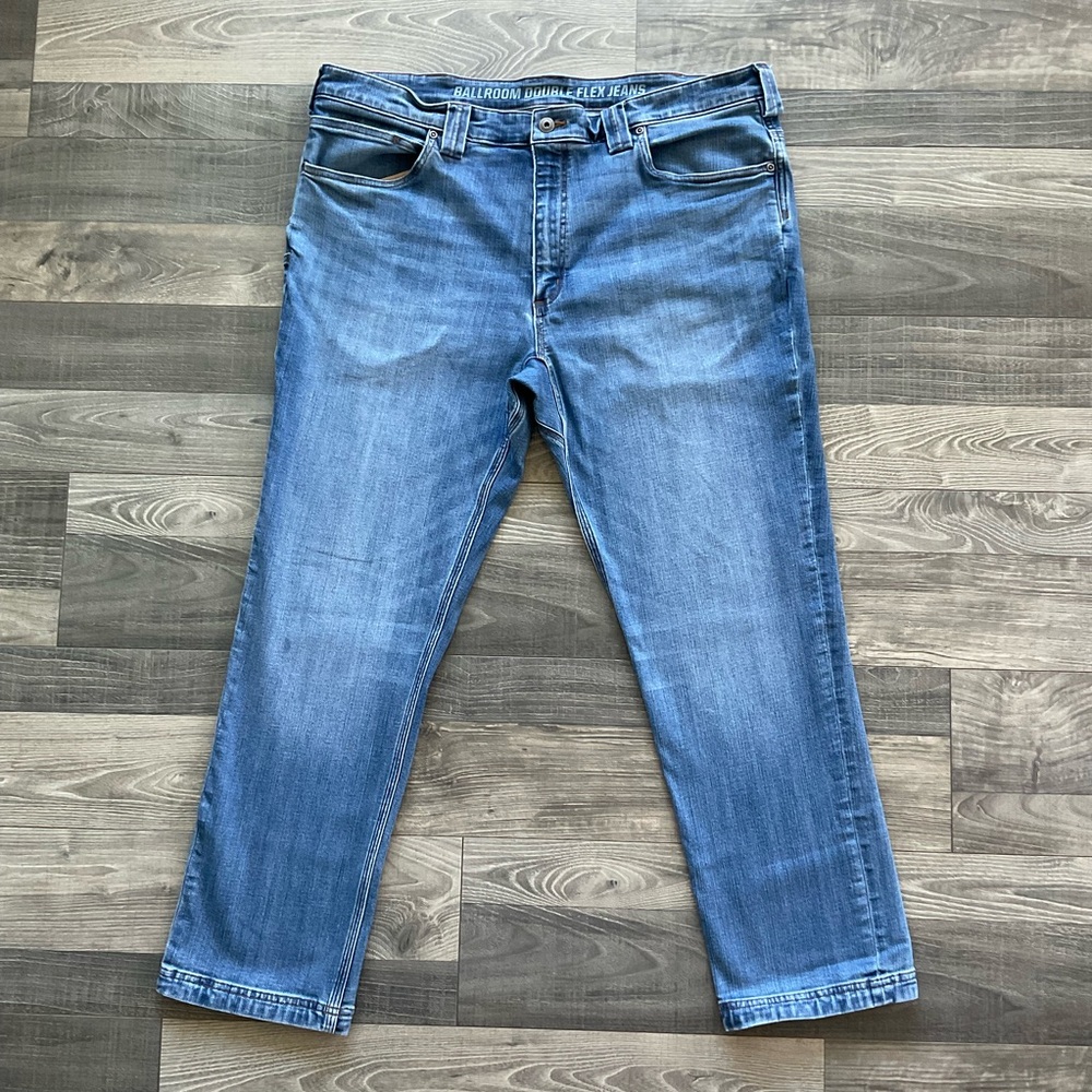 40x30 Duluth Trading Ballroom Double Flex Slim Fit Jeans Men’s Blue Denim 84328